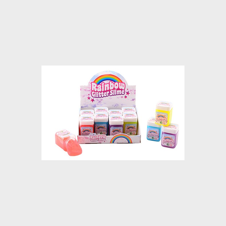 Rainbow glitter slime in display, 4 assorted (ctn 12 pcs)