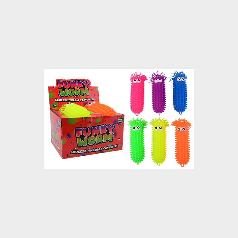 Fluffy worm with big eyes 28 cm, 3 assorted (ctn 12 pcs)