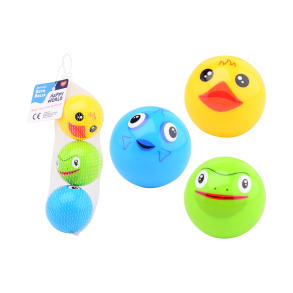 Happy World animal bath playballs in net, 3 pcs (ctn 12 pcs)