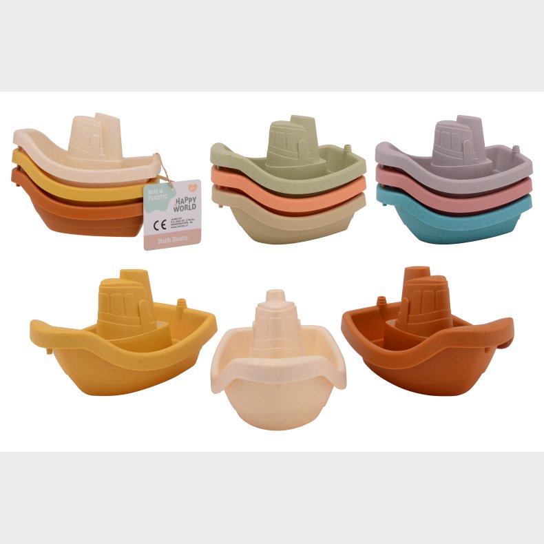 Happy World bio plastic bath boats, 3 pieces (ctn 12 pcs)