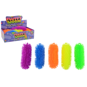 Fluffy worm 23cm in display, 6 assorted (ctn 12 pcs)