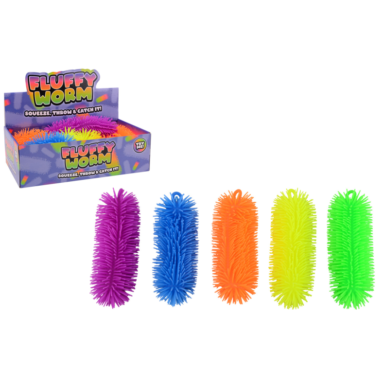 Fluffy worm 23cm in display, 6 assorted (ctn 12 pcs)