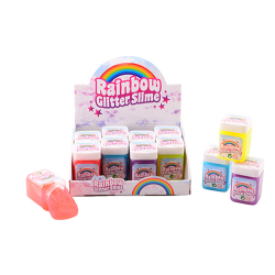 Rainbow glitter slime in display, 4 assorted (ctn 12 pcs)