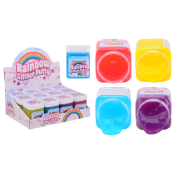 Rainbow glitter slime in display, 4 assorted (ctn 12 pcs)