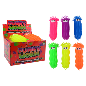 Fluffy worm with big eyes 28 cm, 3 assorted (ctn 12 pcs)