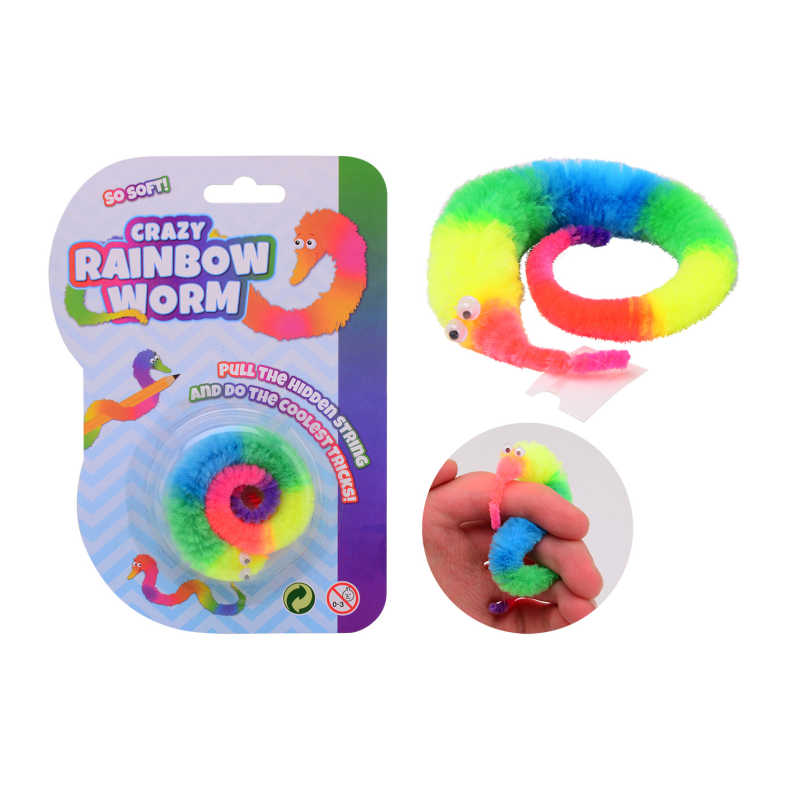 Crazy rainbow worm on card (ctn 24 pcs)
