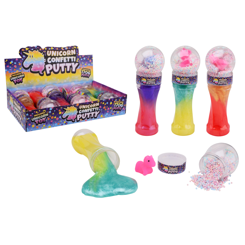 Putty cone with unicorn and foam balls on top (ctn 6pcs)