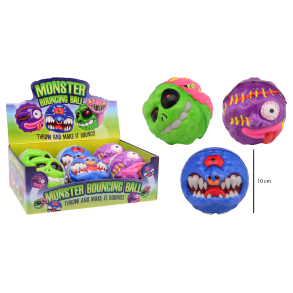Bouncing monster 10 cm, 3 assorted (ctn 6 pcs)