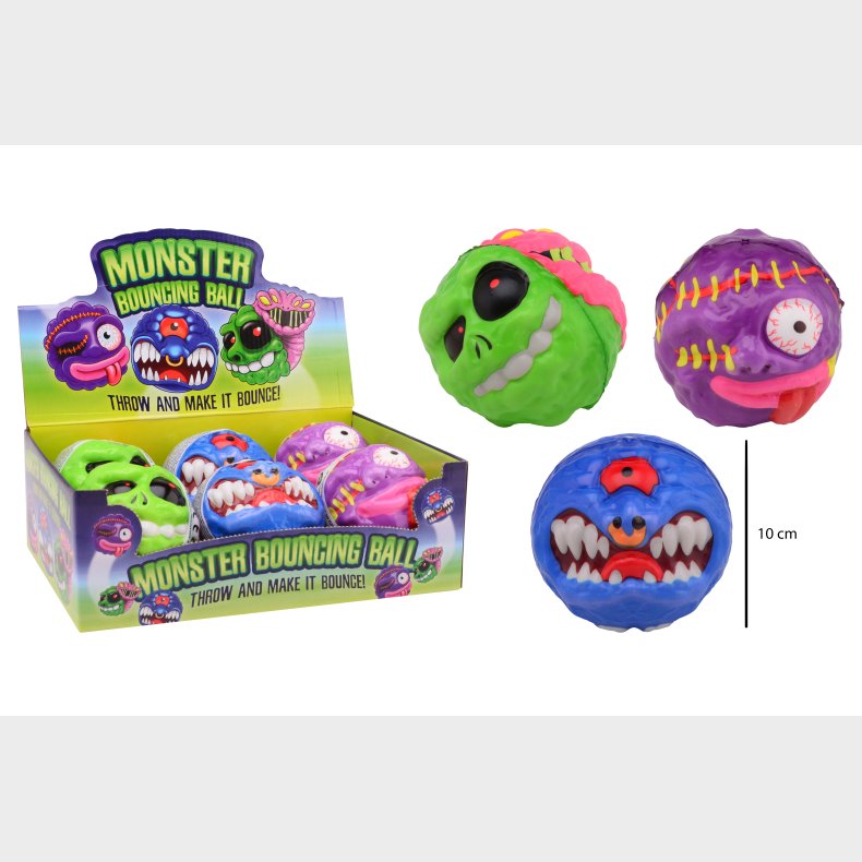 Bouncing monster 10 cm, 3 assorted (ctn 6 pcs)
