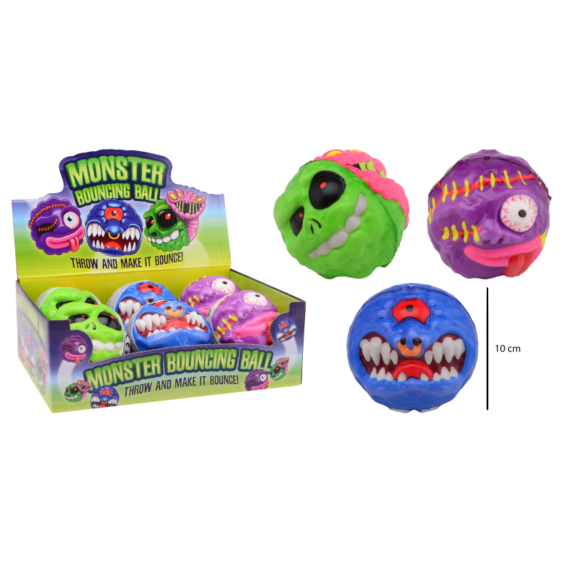 Bouncing monster 10 cm, 3 assorted (ctn 6 pcs)
