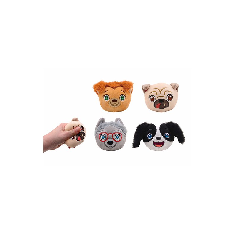 Slow rise plush squeez dogs, 4 ass. 8 in a display