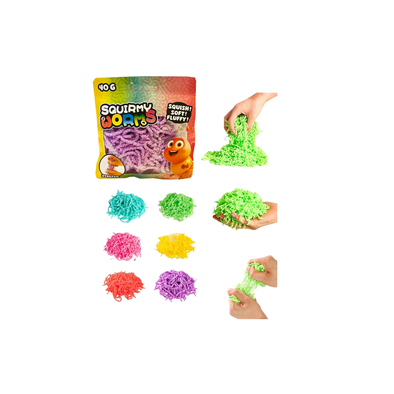 NEW Squirmy Worm 40 gram in bag , 6 ass (ctn 12 pcs) (levering november)