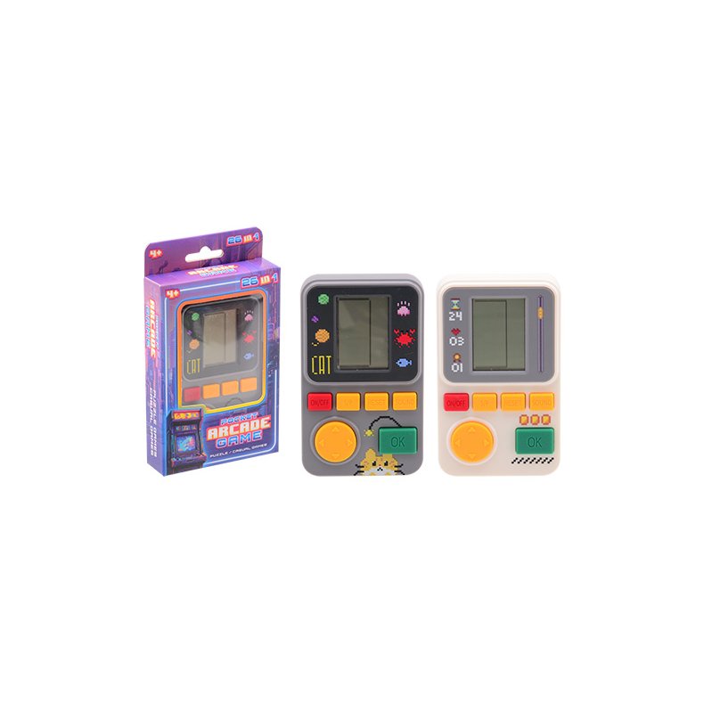 Retro brick game in box,  2 assorted,12in a display