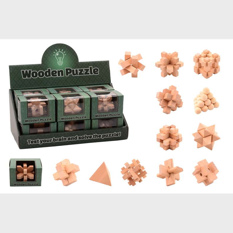 Wooden puzzle exercise your mind 12 assorted in display (ctn 12 pcs)