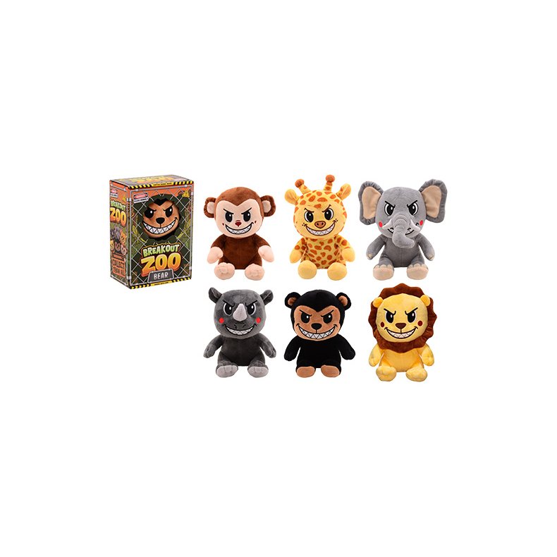 BREAK OUT ZOO Plush animals XL in box, 6 assorted, 6 pcs in a master