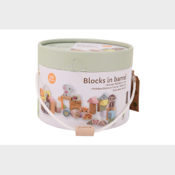 Jou&eacute;co - The Wildies Family Wooden Blocks In Barrel 50 pcs, (ctn 6 pcs)