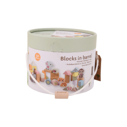 Jou&eacute;co - The Wildies Family Wooden Blocks In Barrel 50 pcs, (ctn 6 pcs)