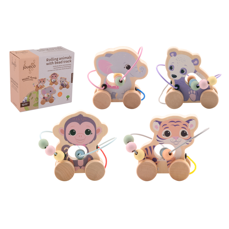 Jouco - The Wildies Family Rolling Animal With Bead Track (ctn 8 pcs)