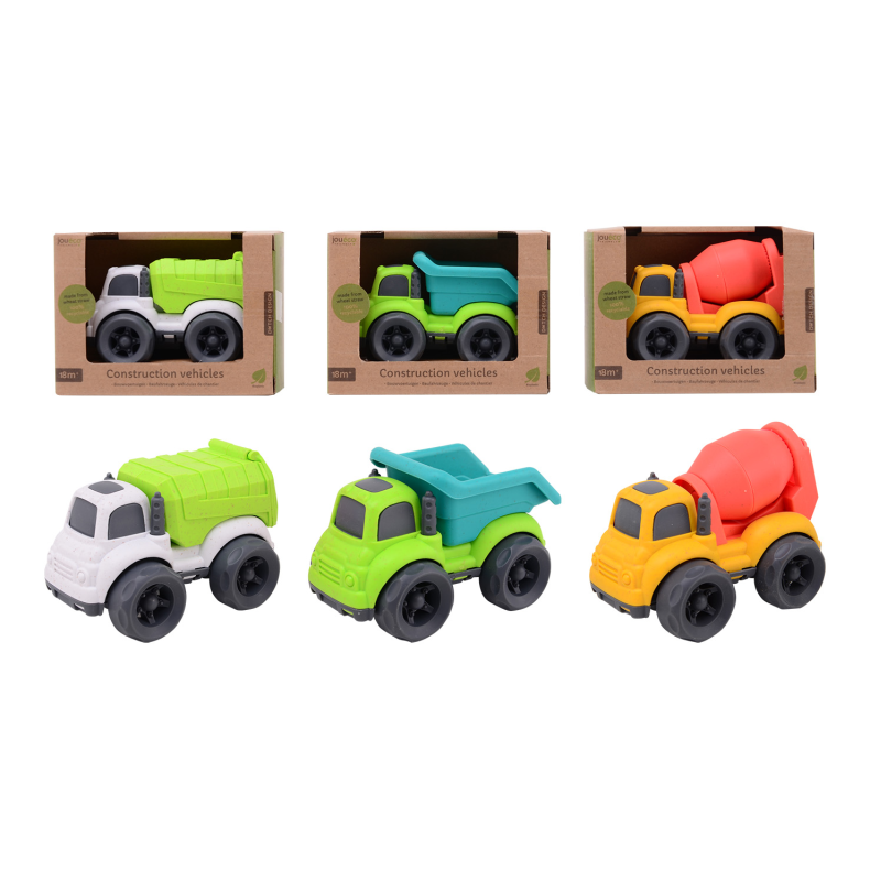 Jou&eacute;co - Construction Vehicles Bio-plastic, 3 asst (ctn 8 pcs)