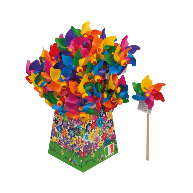 Small windmill set  11cm/&plusmn;30 cm  - assorted multicolors (ctn 36 pcs)